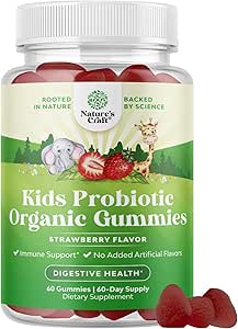 USDA Organic Probiotic Gummies for Kids - Vegan Non-GMO Kids Probiotic Gummy Vitamin for Immunity and Digestive Health - Gentle 2.5B CFU Organic Probiotics for Kids - Strawberry Flavor (2 Months)