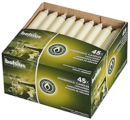 Bolsius Household Taper Wedding Party Candles Ivory, 7" (Pack of 45)