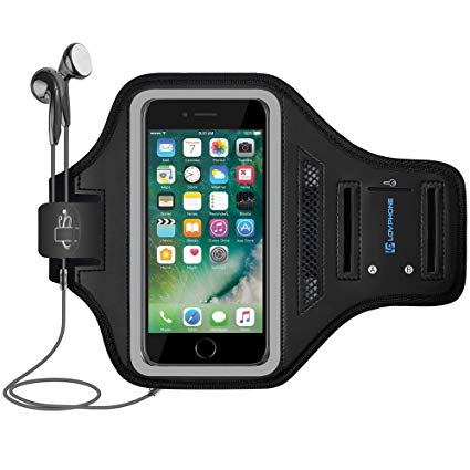 iPhone 7/8 Plus Armband, LOVPHONE Man/Women Running Sport Armband for iPhone 7/8 Plus Suitable for Gym Workout w/Kickstand Key Bag Earbuds Holder Card Slot Case, Water Resistant (Gray)