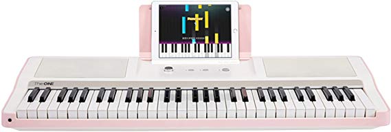 The ONE Smart Piano Keyboard with Lighted Keys, Electric Piano 61 keys, Home Digital Music Keyboard, Teaching Portable Keyboard Piano, Pink