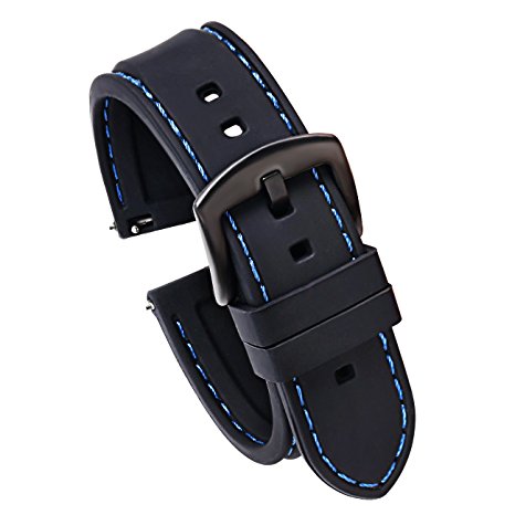 Carty Quick Release Watch Strap (20mm or 22mm) - Soft Silicone Rubber Replacement Watch Band