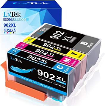 LxTek Compatible Ink Cartridge Replacement for HP 902 902XL Ink Cartridge (4 Pack), Work with Officejet Pro 6968 6978 6962 6958 6954 6960 Printers(1 Black|1 Yellow|1 Magenta|1 Cyan)