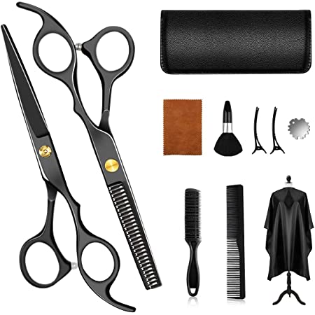 Hair Scissors Set,Jayol Hairdressing Scissors Set 11 Pcs Hair Cutting Scissors Set Stainless Steel Hair Thinning Scissors For Men,Women, Children,Salon and Barbers