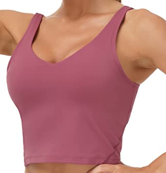 Women’s Longline Sports Bra Wirefree Padded Medium Support Yoga Bras Gym Running Workout Tank Tops