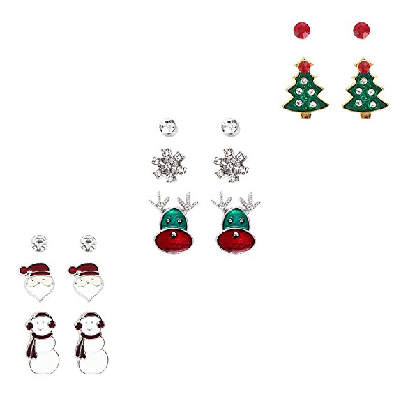 iWenSheng Snowman Deer Santa Claus Christmas Tree X-mas Stud Earring Set for Women Girl by iWenSheng
