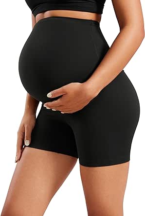 CRZ YOGA Womens Butterluxe Maternity Yoga Biker Shorts Over The Belly 4" / 6" - Pregnancy Workout Running Athletic