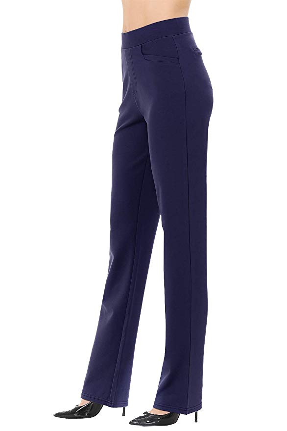 VIV Collection Women's Straight Fit Trouser Pull-On Pants | 4 Styles Long/Short/Capri/Ankle