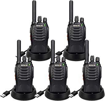 Retevis H777 Walkie Talkie Long Range Rechargeable Two Way Radios USB Charging Built-in Flashlight FRS 2 Way Radios (5 Pack)