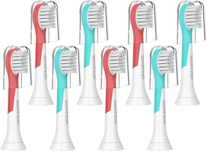 Kids Toothbrush Replacement Heads, Compatible with Philips Sonicare Kids HX6032/94, HX6340, HX6321, HX6330,HX6331, HX6320, HX6034, Compact Brush Heads for Kids 3- 7 Years Old, 8 Pack