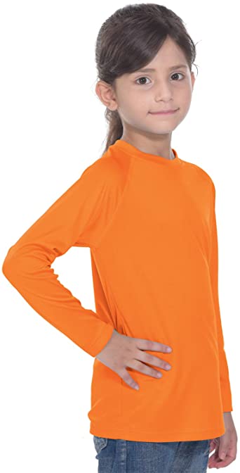 PIQIDIG Girls Shirts Long Sleeve Spf50  - Youth Rash Guard Lightweight Sunsuits 7-14Years