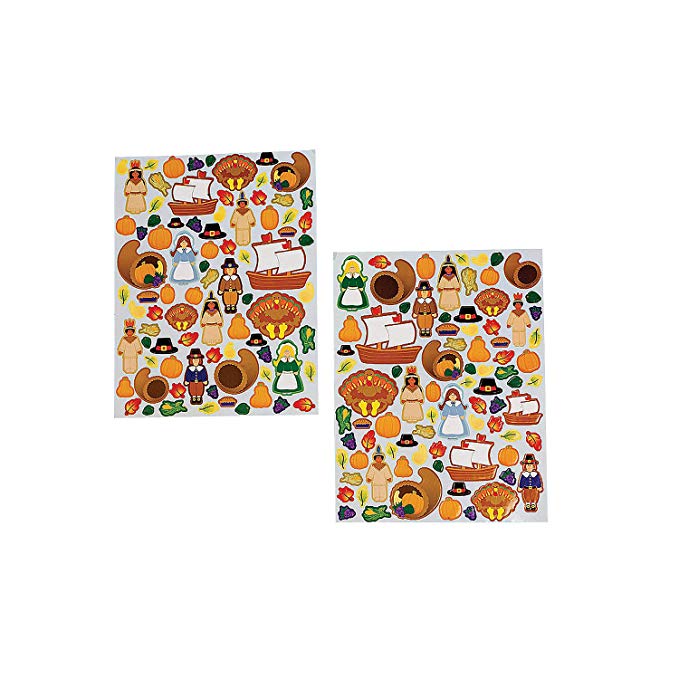 Fun Express - Thanksgiving Sticker Sheets for Thanksgiving - Stationery - Stickers - Stickers - Sheets - Thanksgiving - 12 Pieces