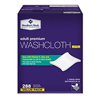 Member's Mark Adult Premium Disposable Washcloth Value Pack 288 count Carton…