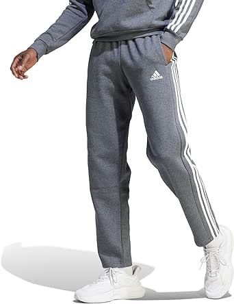 adidas Men's Essentials 3-Stripes Open Hem Fleece Pants