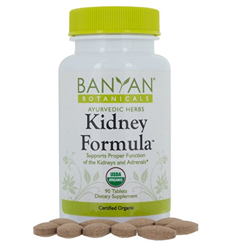 Banyan Botanicals Kidney Formula - Certified Organic, 90 Tablets - Supports Proper Function of the Kidneys and Adrenals
