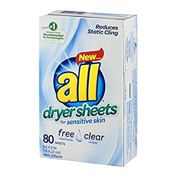 All Dryer Sheets for Sensitive Skin - Free Clear, 80 Sheets