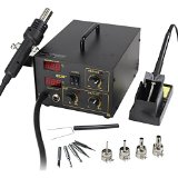 Zeny 2in1 SMD Station Soldering rework Station Hot Air and Iron 852D ESD PLCC BGA w Stand 4 Nozzle 5 Tip 852D
