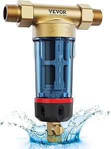 VEVOR Sediment Filter, 4Th Gen Backwash Technology, 360° Bi-side Scraper Flush, 20 GPM High Flow Spin Down Sediment Pre-Filtration, 40 Micron Reusable Whole House Sediment Water Filter, 3/4" MNPT