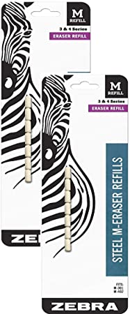 Zebra Steel M Mechanical Technical Pencil Eraser Refills (2 Pack of 7)