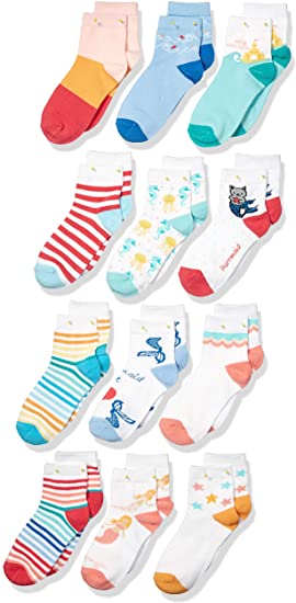 Amazon Brand - Spotted Zebra Kid's 12-Pack Ankle Socks