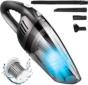 Handheld Vacuum Cleaner - 7000PA High Power Car Vacuum Cleaner Cordless - Portable Hand Vacuum by Li-ion Battery Rechargeable Quick Charge for Pet Hair, Home and Car Cleaning,Wet/Dry Use - Gray