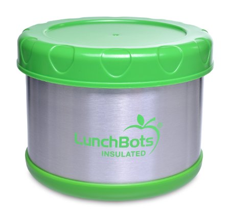 LunchBots Thermal 16-ounce Stainless Steel Insulated Food Container Wide Mouth Soup Jar Lime Green