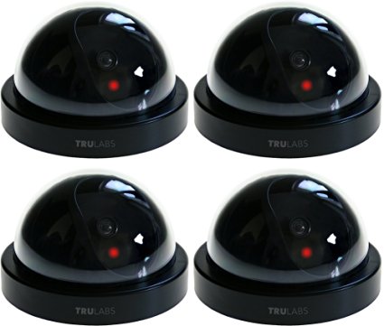 TruLabs Dummy Fake Security Camera CCTV Dome Surveillance [4-PACK]
