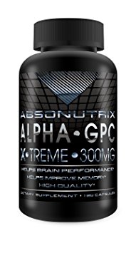 Absonutrix Alpha GPC Xtreme - 300mg - 60 capsules - Improve Memory, Focus, Brain Performance, Power Output and GH levels