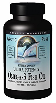 Source Naturals ArcticPure Enteric-Coated Ultra-Potency Omega-3 Fish Oil 850mg, Intestinal, Heart, Joint & Immune Support, 120 Softgels