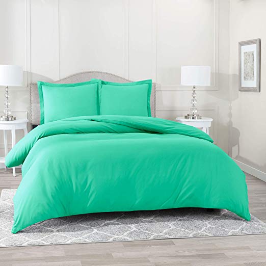 Nestl Bedding Duvet Cover 2 Piece Set – Ultra Soft Double Brushed Microfiber Hotel Collection – Comforter Cover with Button Closure and 1 Pillow Sham, Mint - Twin (Single) 68"x90"