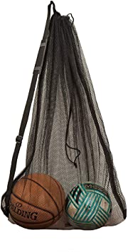 OrgaWise Mesh Ball Bag Large Drawstring Gym Sport Equipment Storage net Bag for Basketball, Soccer, Sports Beach with Adjustable Strap