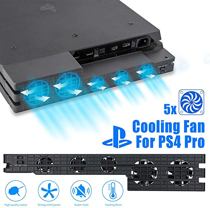 Linkstyle Cooling Fan for PS4 PRO, USB External Cooler 5 Fan Turbo Temperature Control for Sony Playstation Pro Gaming Console