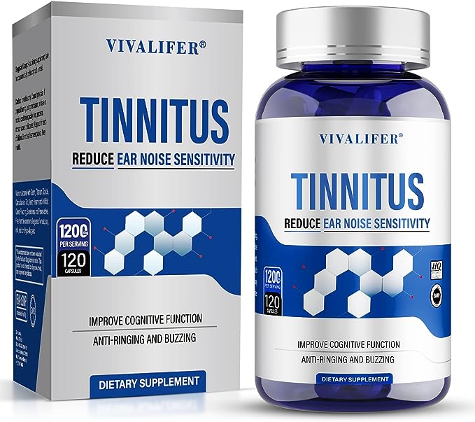 VIVALIFER Tinnitus Relief for Ringing Ears, 1200MG Tinnitus Relief Supplement for Soothe Ringing Ears, 120 Capsules 2 Month Supply