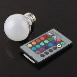 E27 3W RGB LED Magic Light Bulb Lamp  24Key IR Remote Control Colors Change