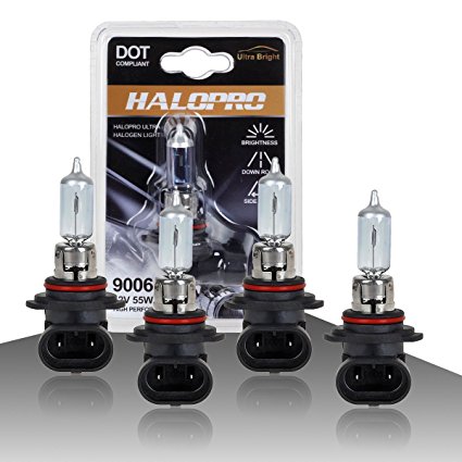 HaloPro High Performance 4pcs 9006 HB4 12V 55W Headlight Low Beam Halogen Bulb 7000-8000K Night White For Acura /Chevrolet /GMC