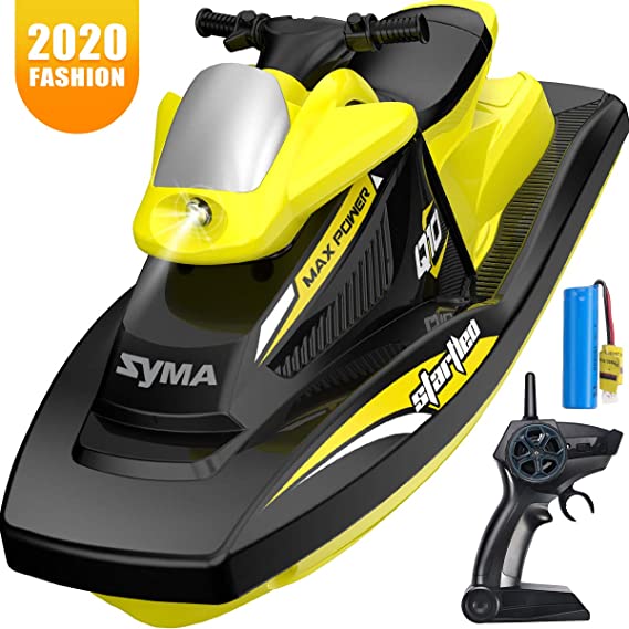 RC Boat for Kids, SYMA Q10 Remote Control Boats for Pools and Lakes with 2.4GHz 10km/h Speedboat, Double Power, Low Battery Reminder, Speed Boat Remote Control Toy for Kids or Adults