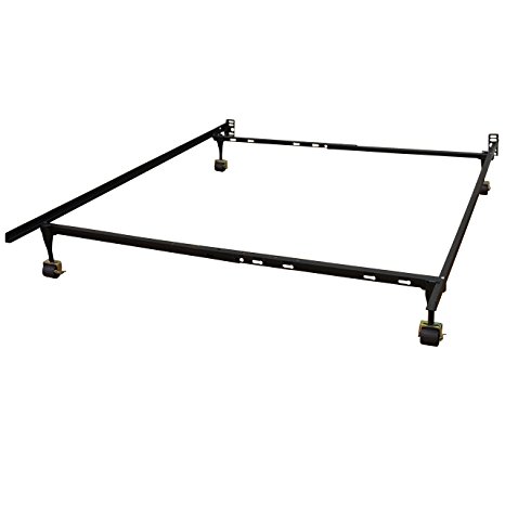 Classic Brands Hercules Standard Adjustable Metal Bed Frame with Locking Rug Rollers