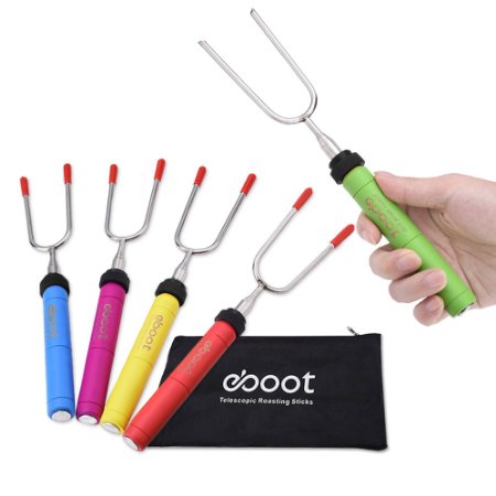 eBoot Marshmallow Roasting Sticks Telescopic BBQ Forks Roasting Fork with Canvas Pouch 5 Pieces