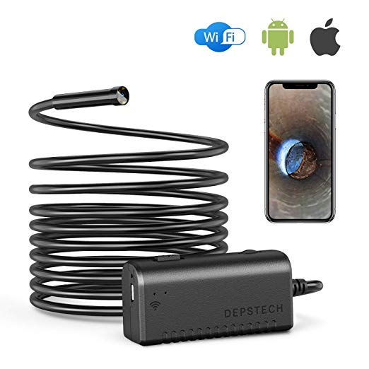 DEPSTECH 2.0MP Wireless Endoscope, Inspection HD Camera WiFi Borescope for iPhone iOS Android Smartphone, Snake Waterproof 11.5ft Cable