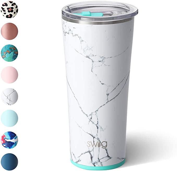 Swig Life 22oz Triple Insulated Stainless Steel Skinny Tumbler with Lid, Dishwasher Safe, Double Wall, and Vacuum Sealed Travel Coffee Tumbler in our Marble Slab Pattern (Multiple Patterns Available)