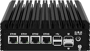 HUNSN Micro Firewall Appliance, Mini PC, pFsense Plus, Mikrotik, OPNsense, VPN, Router PC, Intel Alder Lake-N 12th Gen N100, RJ42, 4 x 2.5GbE I226-V, 2 x HDMI, DP, TF, Type-C, 32G DDR5 RAM, 512G SSD