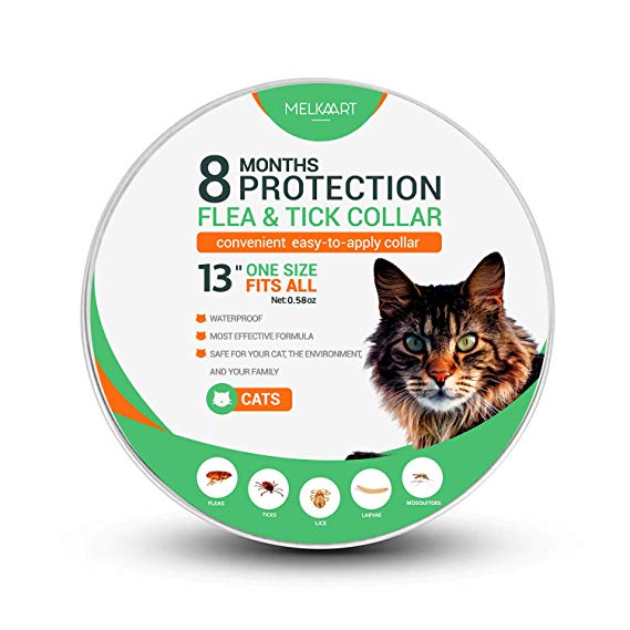 Melkaart Flea and Tick Collar for Dogs and Cats - Prevention and Control Fleas, Ticks and Pests for 8 Months - Hypoallergenic and Safe Design - 1 Size Fully Adjustable Waterproof Collar