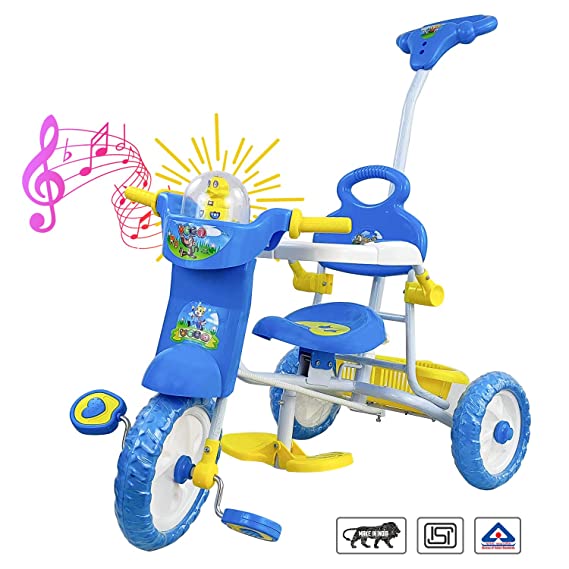Dash Vega XL Children Musical Tricycle with Parental Handle , Storage Basket , Music and Lights for Kids (2 to 4 Years , Blue)