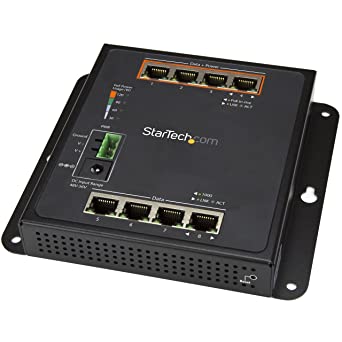 StarTech.com Industrial 8 Port Gigabit PoE Switch - 4 x PoE  30W - Power Over Ethernet - Hardened GbE Layer/L2 Managed Switch - Rugged High Power Gigabit Network Switch IP-30/-40C to  75C (IES81GPOEW)