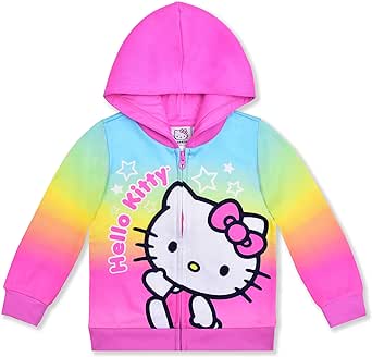 Hello Kitty Girls Zip Up Hooded Sweatshirt for Infant, Toddler and Little Kids