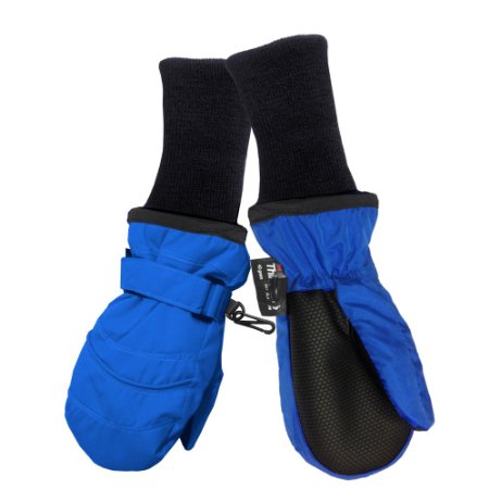 Chakka Snowblokka TM Waterproof Stay On Nylon Kids Snow Mittens made with 3m Thinsulate and Extra Long Sleeve