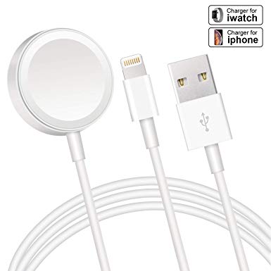 Compatible with Apple Watch iWatch Charger, Wireless Charger 2 in 1 Charging Cable Compatible with for Apple Watch Series 4/3/2/1 and iPhone XR/XS/XS Max/X/8/8Plus/7/7Plus/6/6Plus