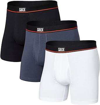 SAXX Men’s Underwear - Non-Stop Stretch Cotton Boxer Brief – Pack of 3 with Built-In Pouch Support and Fly-Underwear for Men