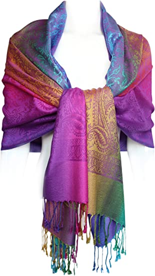 KMystic Colorful Rave Paisley and Flower Pashmina Scarf Shawl Wrap