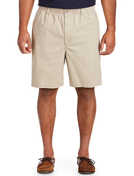 Harbor Bay by DXL Big and Tall Elastic-Waist Twill Shorts-Updated Fit