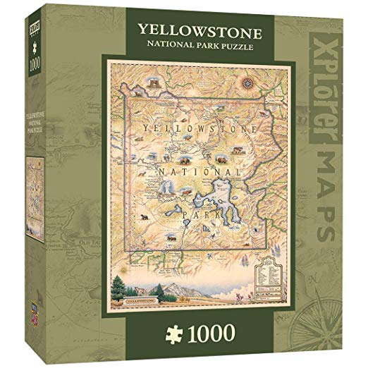 MasterPieces Xplorer Maps Jigsaw Puzzle, Yellowstone, National Park, 100% Made in USA, 1000 Pieces